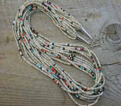 Native American Necklace Santo Grey Oyster w/ Mixed 10- Str